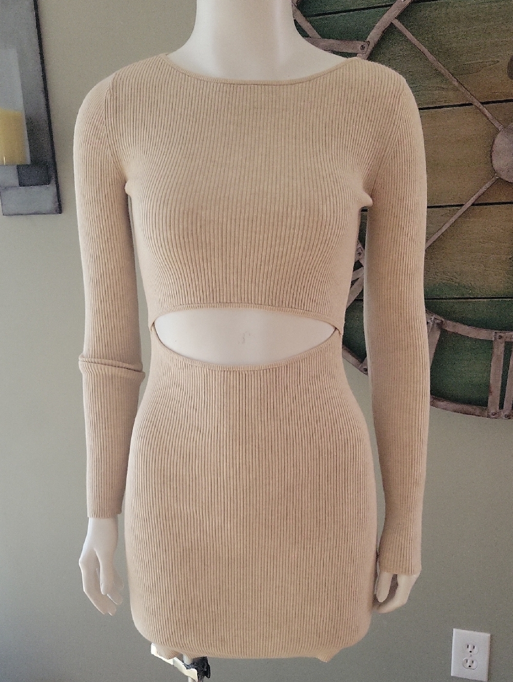 Aritzia Wifred Cut Out Ribbed knit Mini Dress
